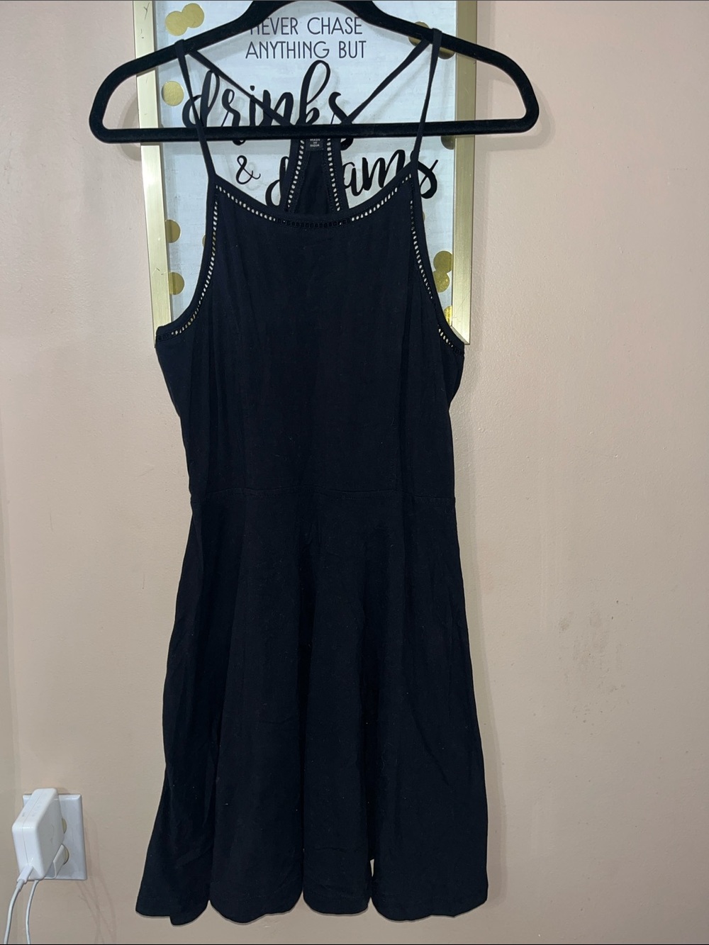 Superdry Black Sleeveless Racerback Spaghetti Strap A-line Dress — Size M